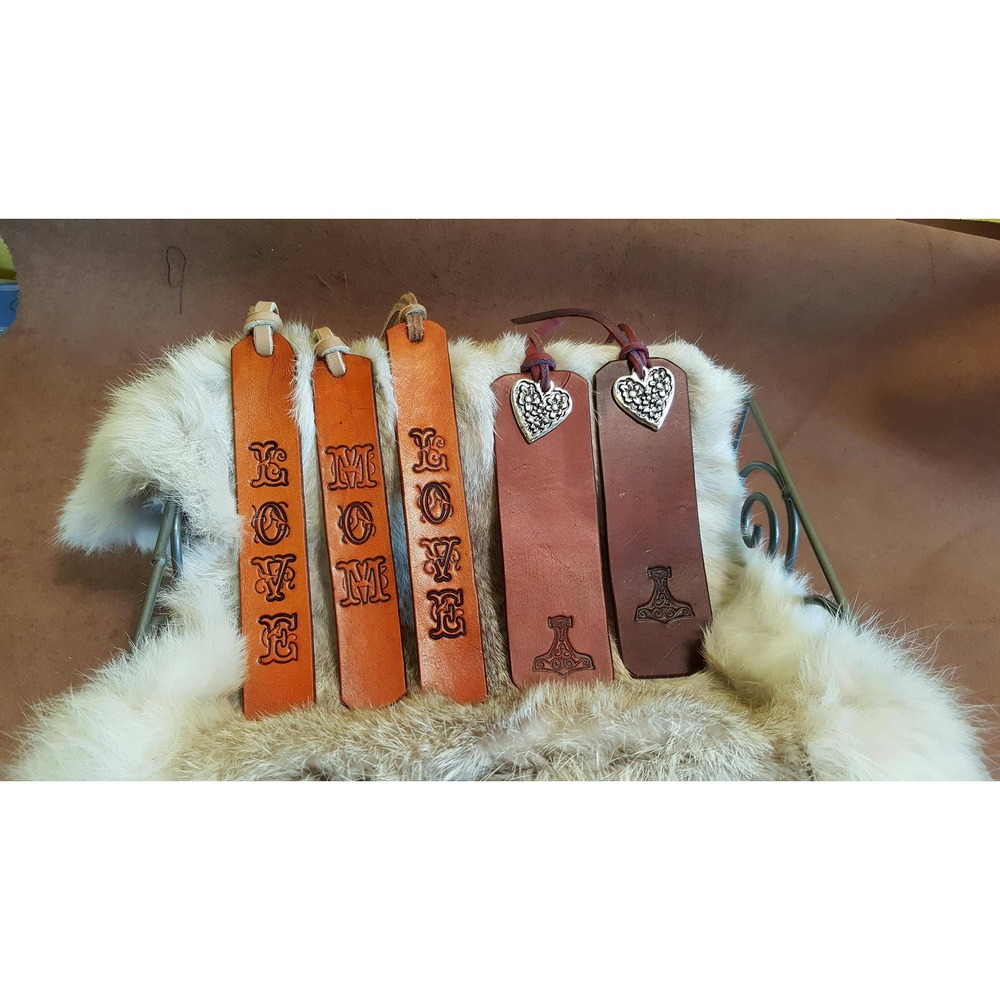 Handmade Leather Bookmarks USA Hermann Oak Leather Gift for Book Lovers Bronze
